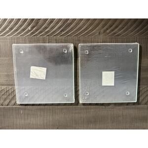 2 PK Glass Square Cutting Board Small 8x8 Clear Textured Tempered Rubber Feet
